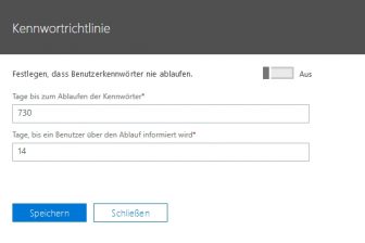 Nicht ablaufende Kennwoerter bei Office
