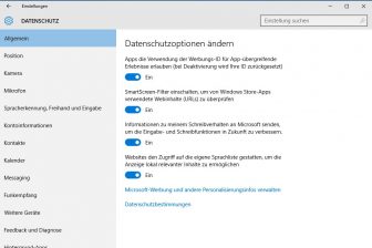 Privatsphaere Einstellungen unter Windows