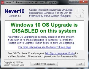 Windows  Upgrade blockieren