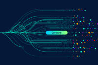 Illustration of abstract stream Artificial intelligence Big data, technology, AI, data transfer, data flow, large language model, generative AI