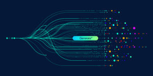 Illustration of abstract stream Artificial intelligence Big data, technology, AI, data transfer, data flow, large language model, generative AI