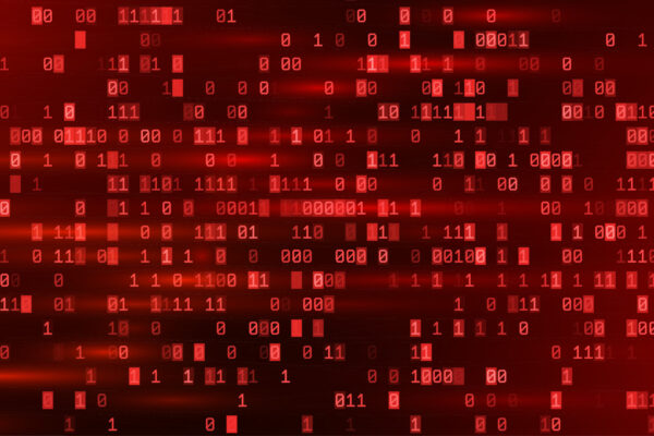 Abstract Red Binary Software Programming Code Background Malicious Hack Malware Ransomware Concept Data Leak Breach Random Binary Data Matrix Wide Vector Illustration