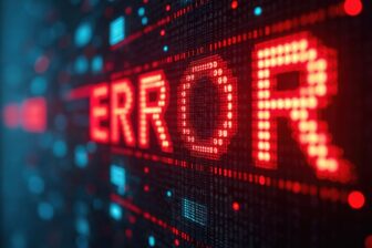 Red error sign glitch effect against binary code Digital tech concept, computer failure, system crash, software malfunction Cyber security alert message, IT crisis, data loss, system error