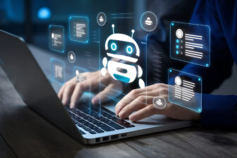Chatbot conversation assistant Person using online customer service with chat bot to get support Artificial intelligence and CRM software technology, customer support center, CONTACT US