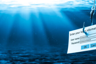 Login Information Attached To Large Hook Under Water With Sunlight Phishing Concept