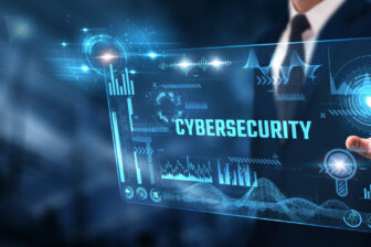 Cybersecurity: Businessman analyzing digital screen of graph data and threat detection, data encryption, network security, risk assessment, and vulnerability management